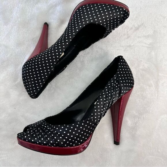 Steve Madden Black and White Polka Dot Heels size 7.5‎ - Picture 4 of 12